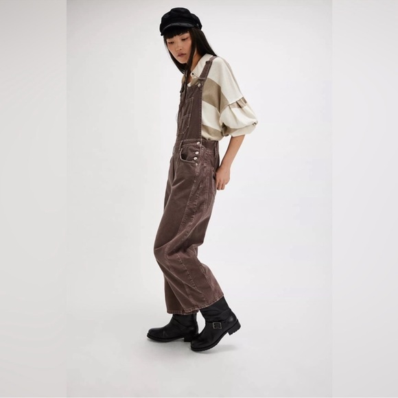 NWT Free people Good Luck Barrel Overalls jumpsuit Sz M - Picture 5 of 11